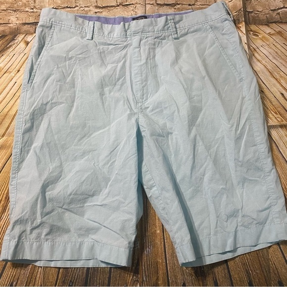 J. Crew Other - J Crew Blue White Striped Cotton Revington Flat Front Shorts